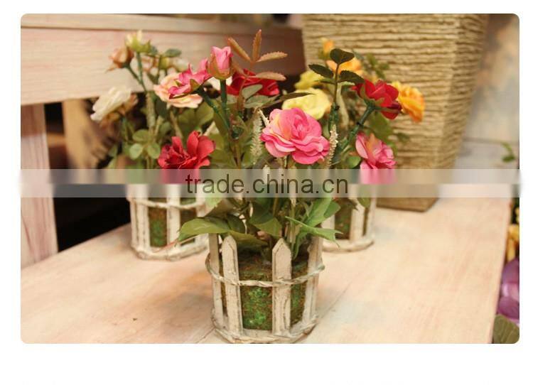 Vivid home table wedding decor silk flowers artificial potted roses