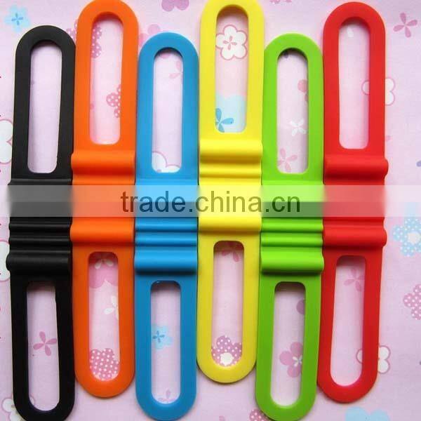 Promotional smart strong elastic bicycle silicone tie band / tie wrap