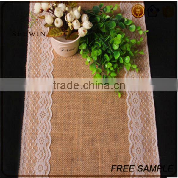 2017beautiful rectangle chevron burlap lace table runners cheap