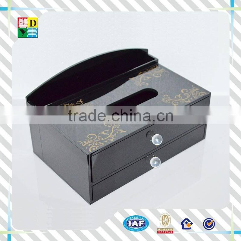 2015 custom multiuseful design simple black accrylic tissue box acrylic custom printed tissue box