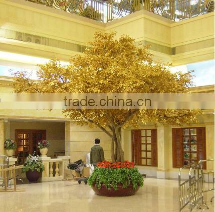 Real touch factory gloden artificial ficus tree fake banyan tree