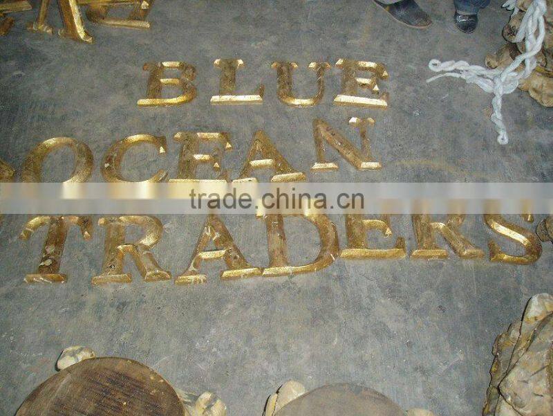 Antique hand carving glod small wood letters