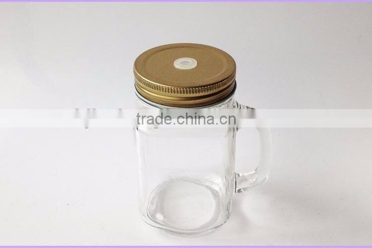 16oz empty glass jar with metal golden copper cap
