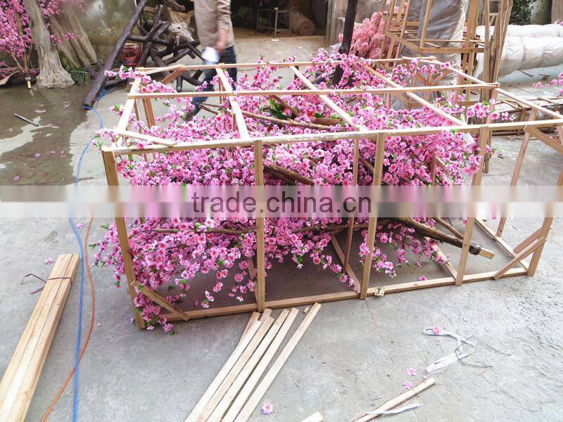 Y15 Large outdoor artificial peach blossom tree with real touch silk peach flower
