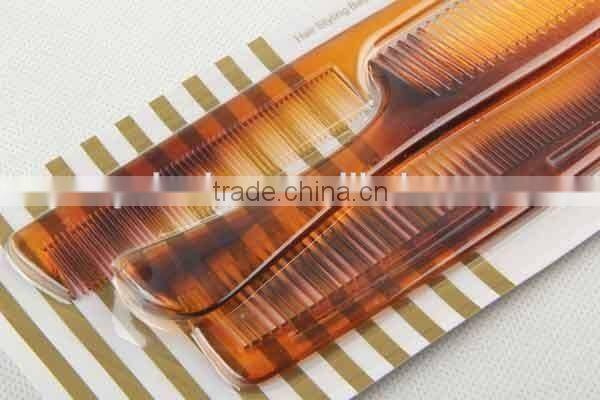 3PC amber transparent plastic hair brush/comb