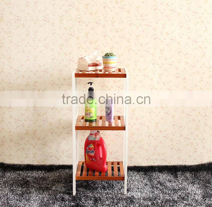 Contrast colour walnut wood shelf for bath room