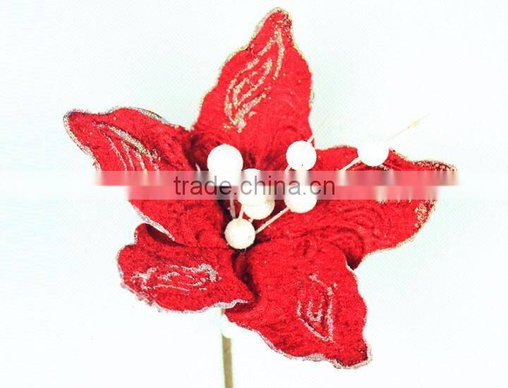 China factory supply crafts decorations cheap artificial poinsettia flower for christmas market
