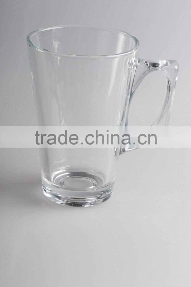 Custom logo printed clear cheap 16oz glass coffee mugs wholesale