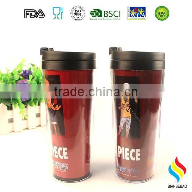 Clear Insulated plastic Tumbler With paper Inserts