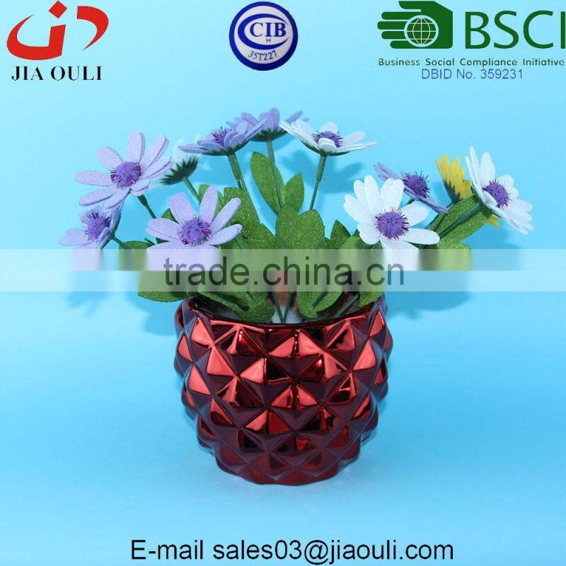 Christmas deocration Electroplating silver ceramic bowl shape plant pots