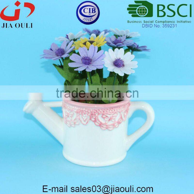 Cup of flowers With Saucer Ceramic cup flower pot