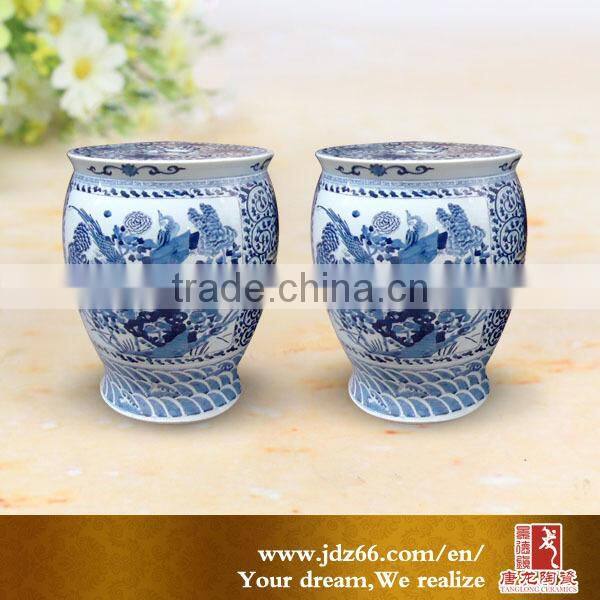 Modern style excellent quality blue and white porcelain wholesale bar stools for garden