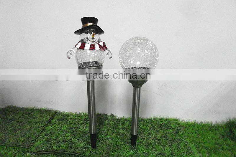 crack glass metal solar LED garden light decoration