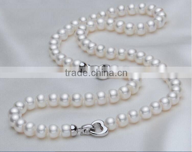 7-8 mm white button freshwater pearl necklace and bracelet sets