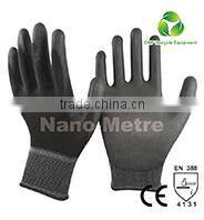 NMSAFETY half coated gloves navy nylon/ polyester coated black pu workplace safety gloves