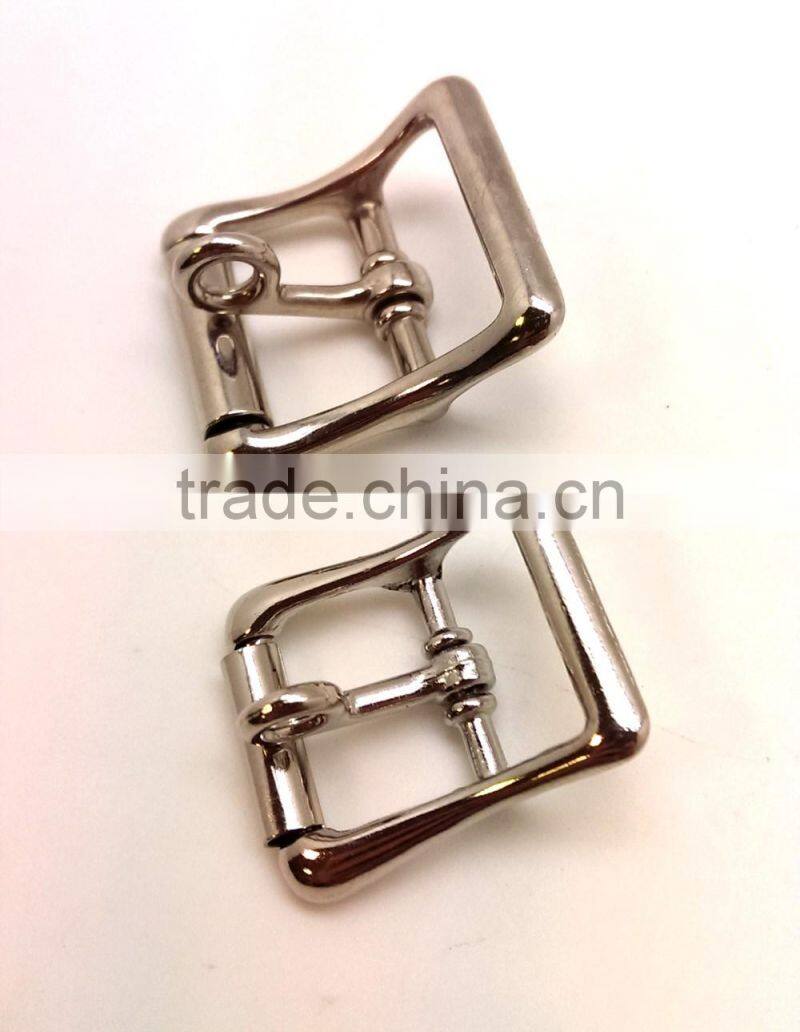 Solid Brass Center Bar Buckle with double prong, Chrome Plate Solid Brass Material belt buckle