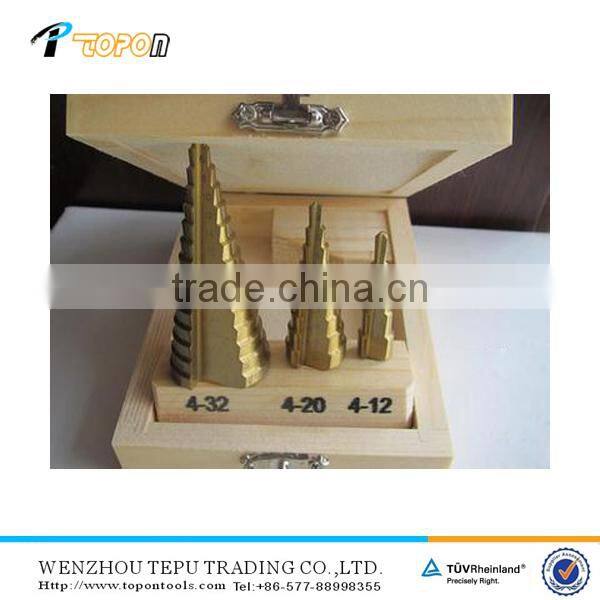 Straight Flute HSS Step Drill bit for wood titanium coated