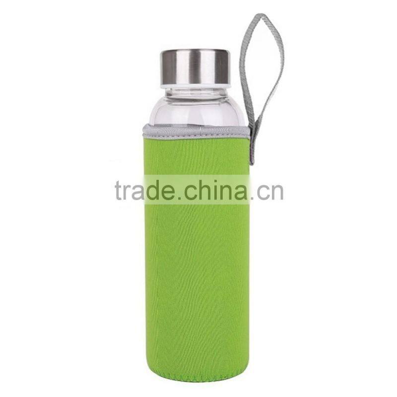 Hot Selling New Clear Glass Sport Water Bottle With Protective Bag 360ml/550ml Fruit Outdoor Bike Bottles Excellent Qualtiy