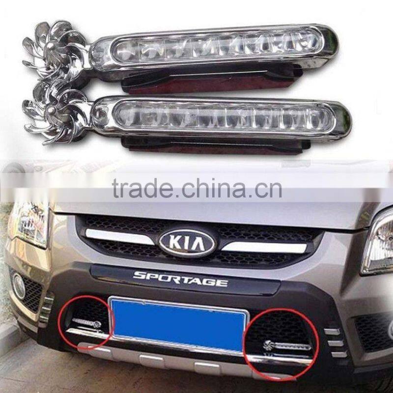 2 Pcs White 8LED Wireless Wind Powered Car SUV Daytime Running Driving Fog Light