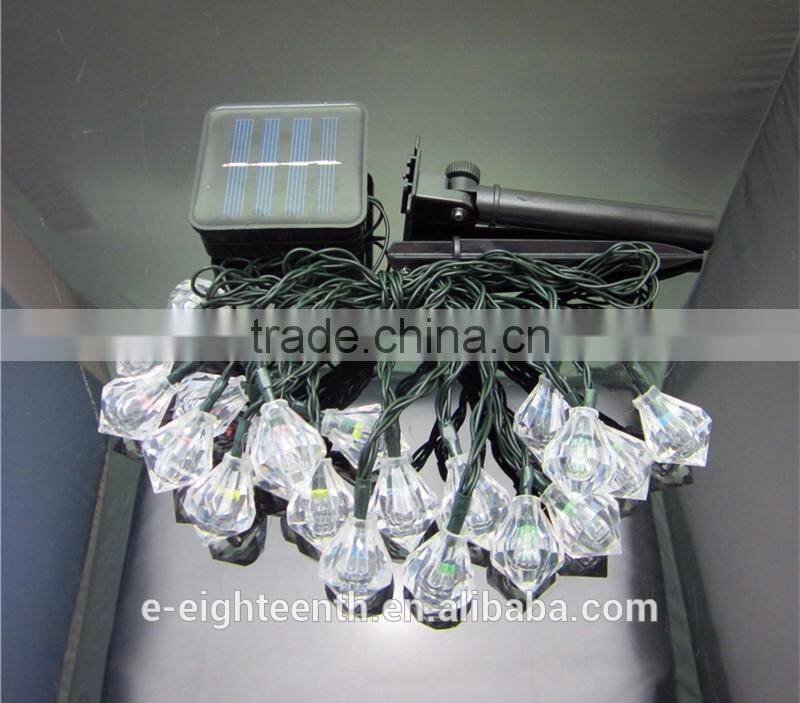 2015 new Solar power 20LED Diamond shaped Fairy String Light For Wedding Party Garden Christmas Tree Decoration