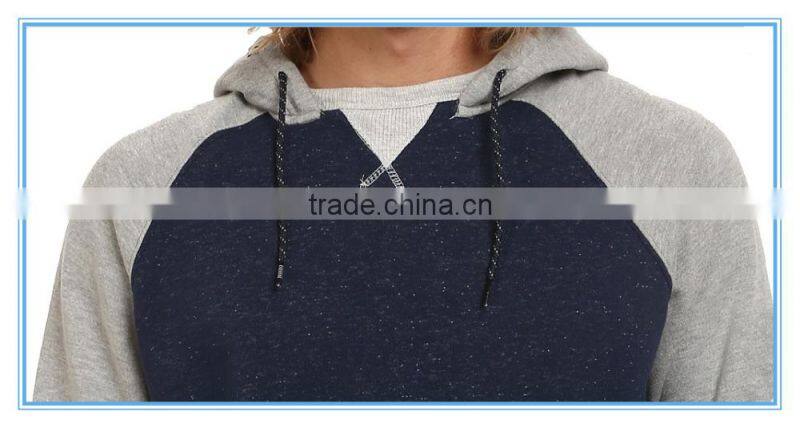 Men's Long raglan sleeves two colors contrast colors french terry crew hoodie