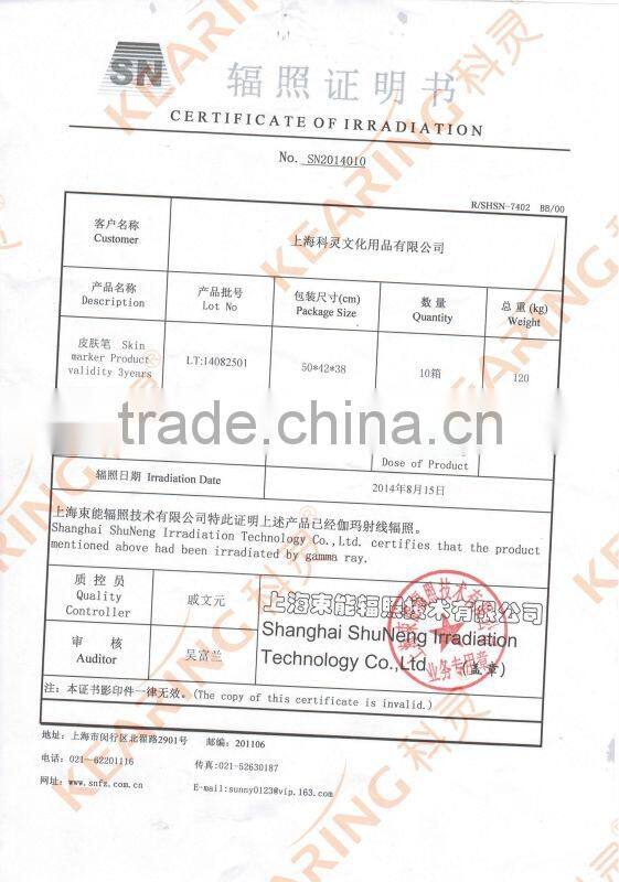 Non toxic high quality 1.0mm fiber tip medical marker skin marker with rulers used for radiology research and doctor use