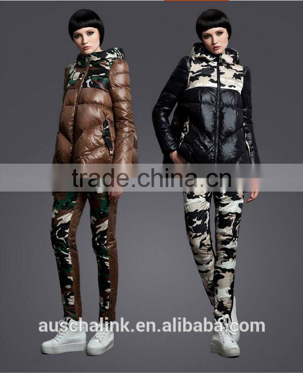 european style women camo down filled winter keep warm pants