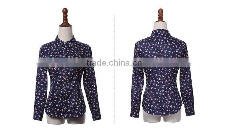 Idyllic Style Floral Printed Long Sleeve Cotton Shirt For Ladies