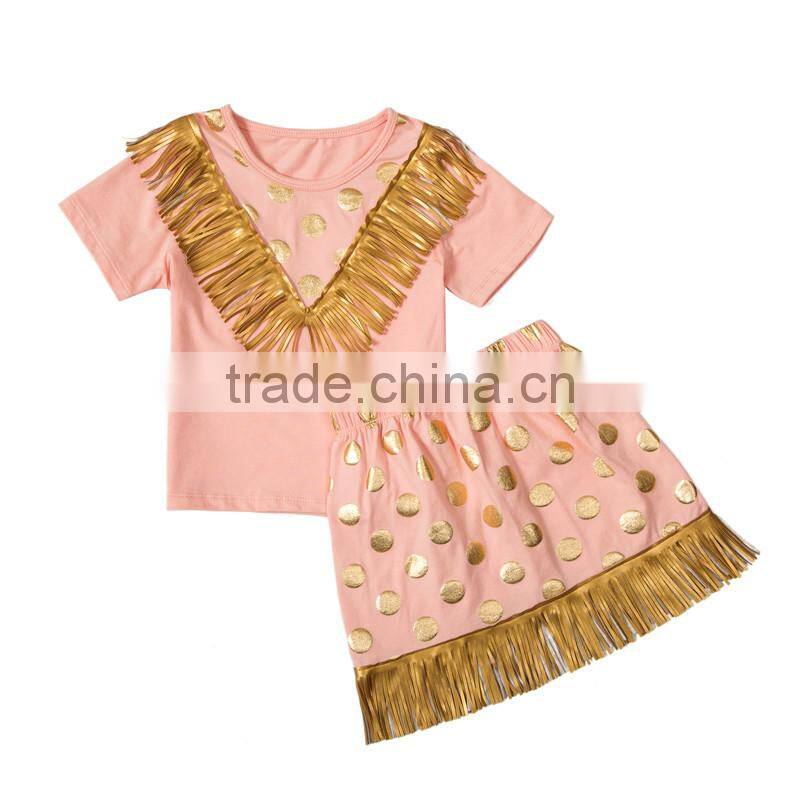 2016 wholesale kids clothing kids wear polka dot pettiskirt set with vintage