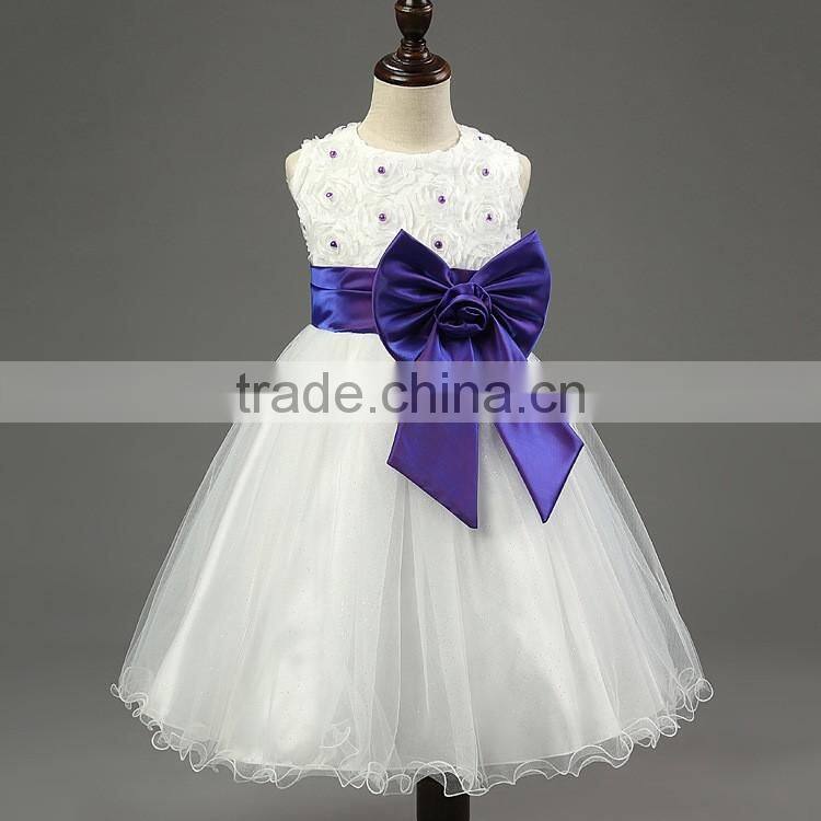 MGOO Six Colors Infant Girl Flowers Dress Six Colors Beaded Bow Back Ball Gown Christams Pageant Dress MGT037