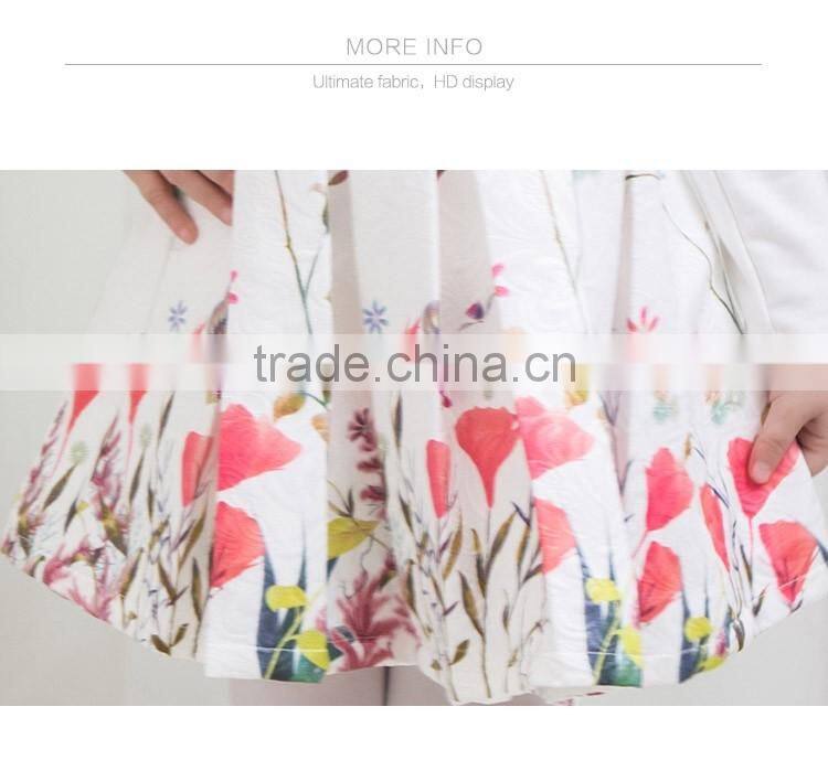 2017 Spring Girls Dresss Printed With Flowers Fashion Designs For Girls Long Sleeve Pleated Children's Dress