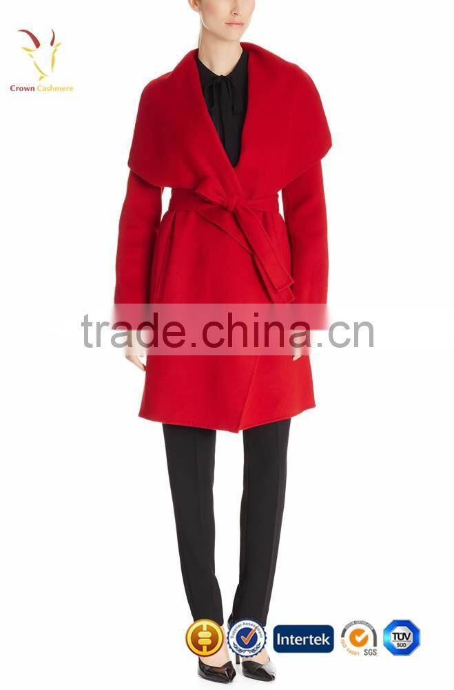 Women Winter Wool Coat,Long Winter Red Woolen Coats For Women