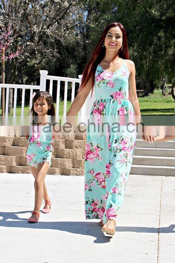Adorable Summer Long Dress Mommy And Me Maxi Dress Girl Romper Baby Dress Pictures