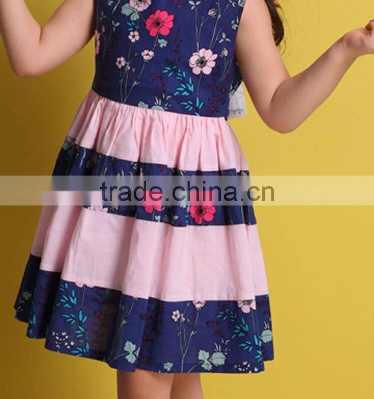 2017 new designs casual girl floral dress made