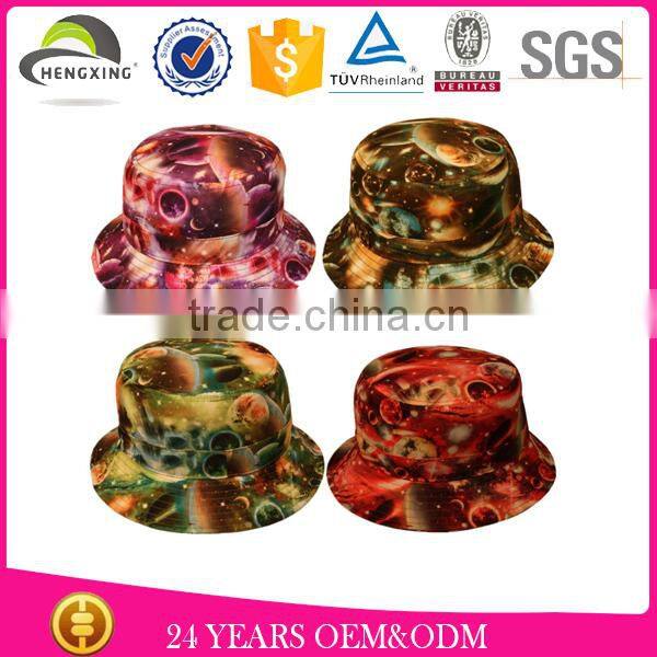 Man 100% Cotton Fashion Galaxy Space Printed Summer Outdoor Bucket Fisherman Hat custom of men's hats