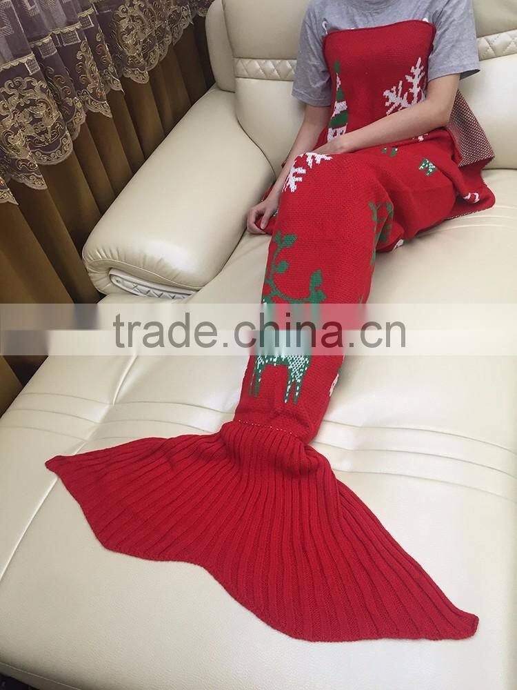 YIYU 2017 ugly christmas kids and adults knitted mermaid tail blankets