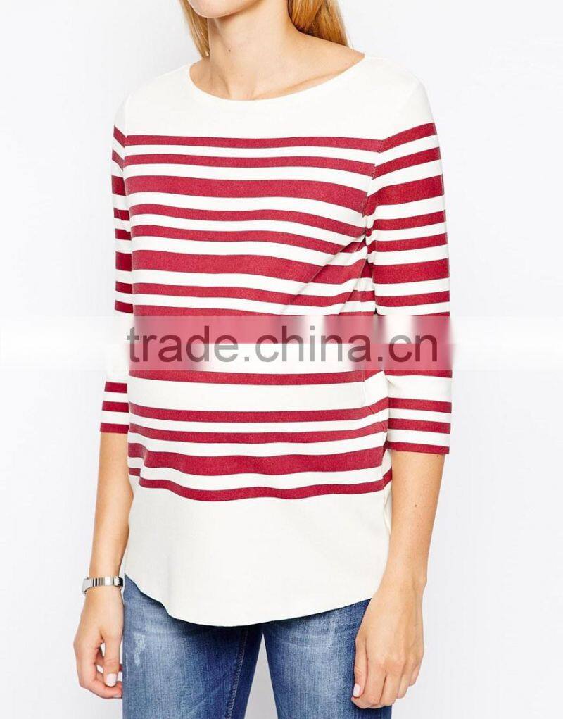 Maternity Top In Premium Soft Jersey And Breton Stripe
