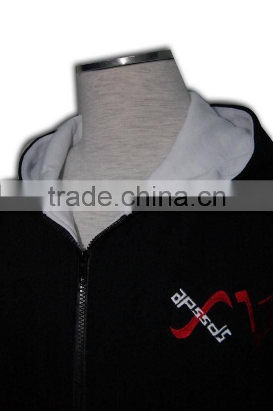 China manufacture high quality tailored made pocket side zipper hoodie