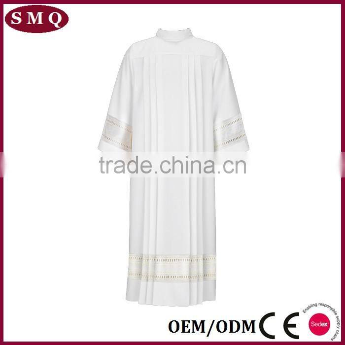 wholesale custom size and lace pattern robe white long alb