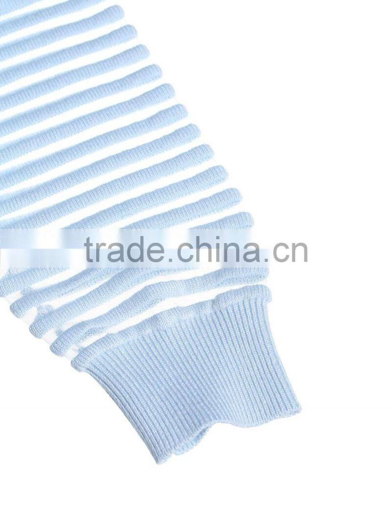 Ladies long sleeve wool kintted striped crewneck sweatshirt/long sleeve t shirt