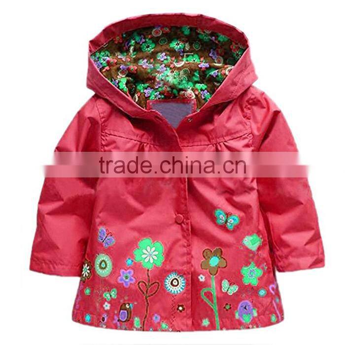 Fashionable 100% polyester children's hooded jacket
