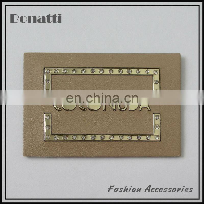 custom garment pu leather metal label or patches for jeans and bags