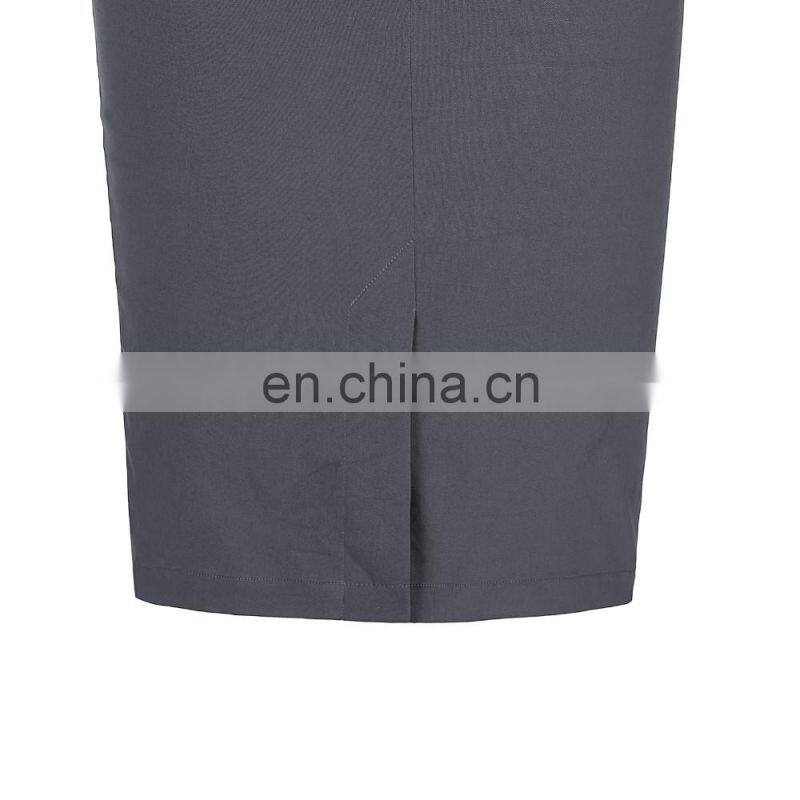 Grace Karin Womens Solid Color High Stretchy Hips-Wrapped Grey Vintage Retro Pencil Skirt CL010454-5