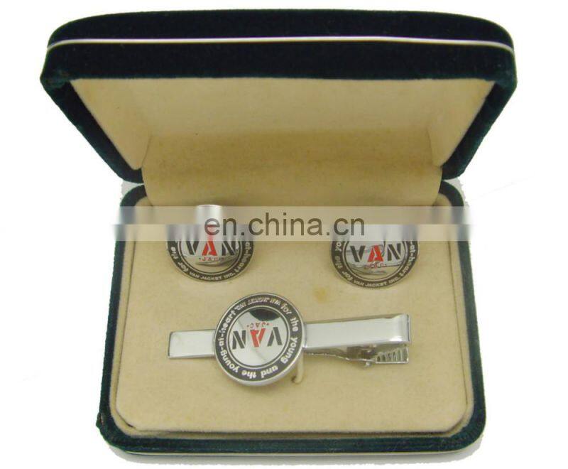 cheap stainless steel cuff link & tie clip