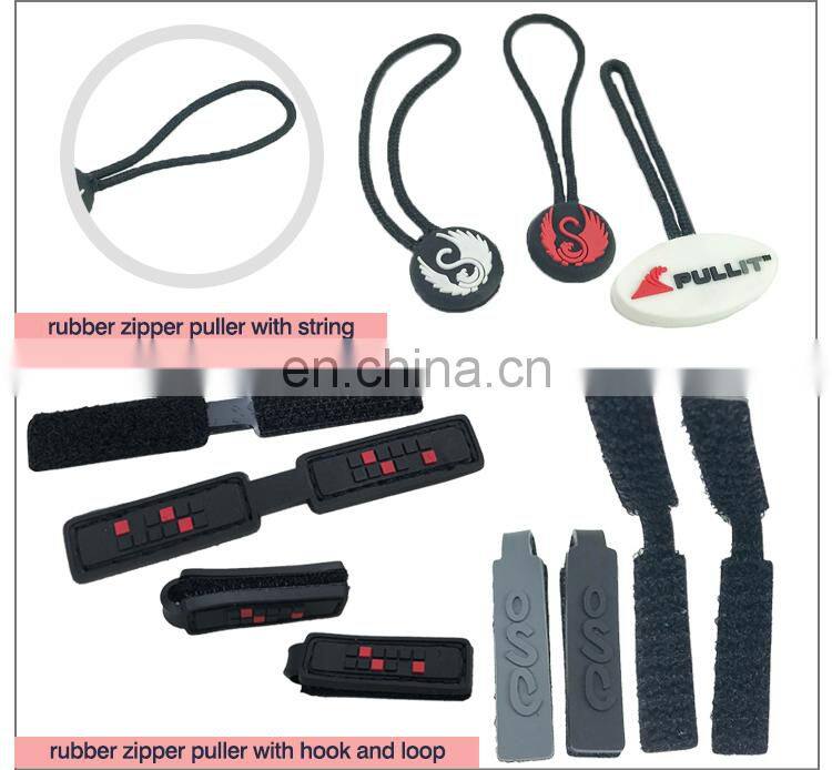 custom rubber zipper tags decorative runner zipper pulls