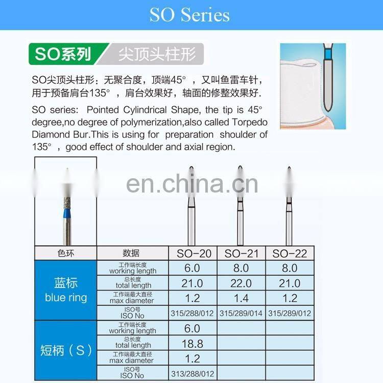 High quality Dental Diamond burs compatible with mani diamond bur
