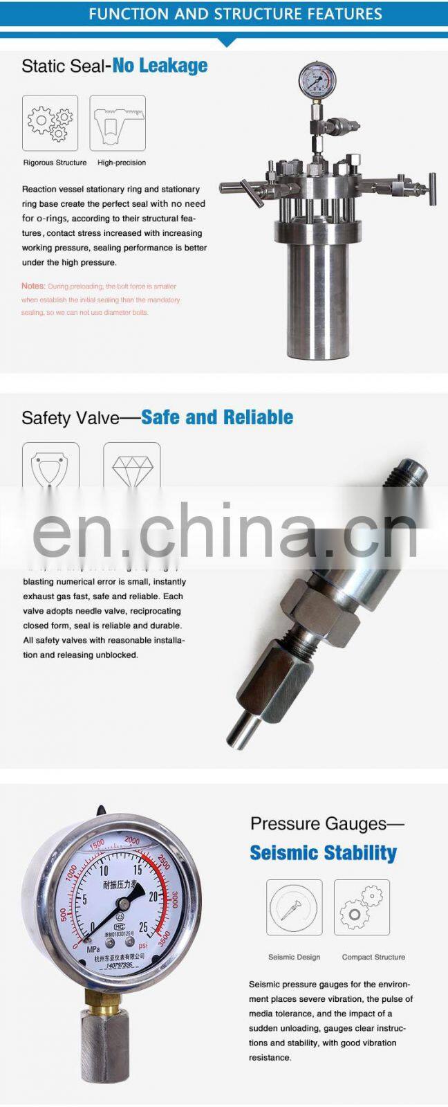 Small Laboratory High Pressure Vessel Autoclave Reactor