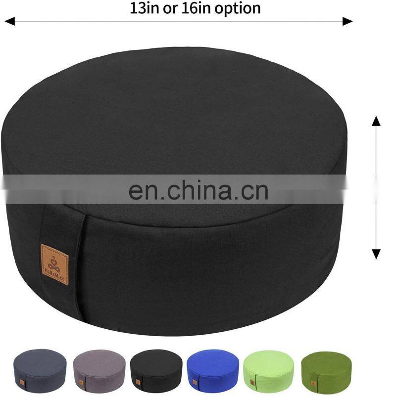Zafu Buckwheat Meditation Cushion Organic Cotton Cover Kneeling Pillow Yoga Bolster for Women and Men