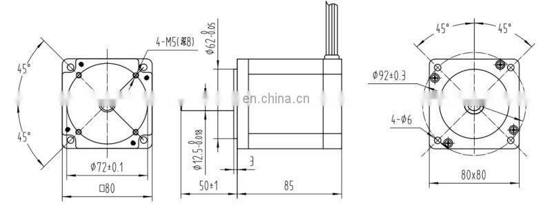 80BLS85-24V high torque 24 v brushless dc motor rated speed 6000rpm 150w