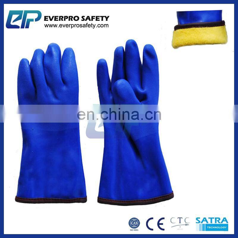 Heavy Duty PVC Winter Work Gloves with Gauntlet Cuff Liquid And Chemical Resistant